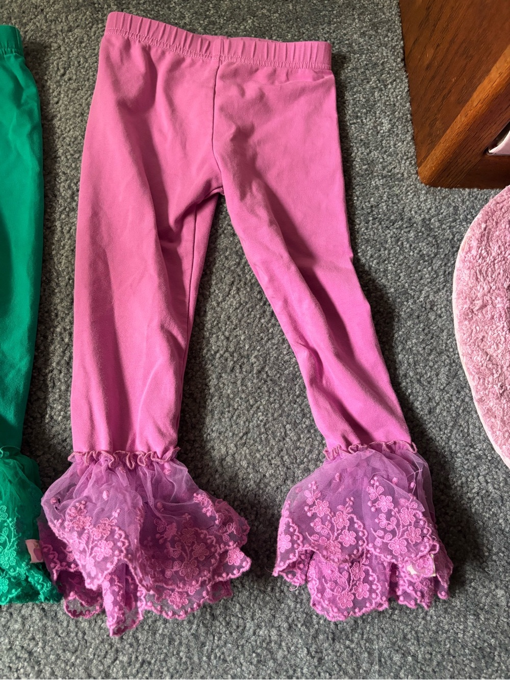 Pink Ruffled Lace cheeky plum Girls Leggings
